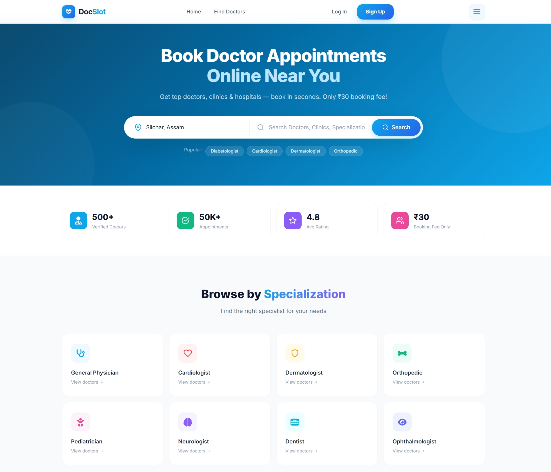 DocSlot Healthcare Appointment UI